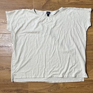 Patagonia Cotton/Hemp Off White Striped Short Sleeve Tee, Boxy Large